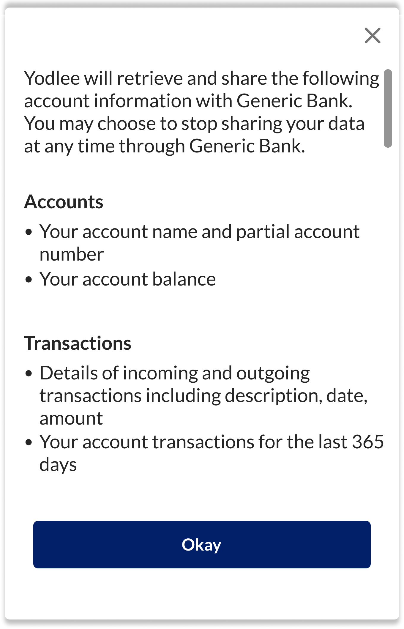 Aggregation product - Consent screen US OB - Learn More view