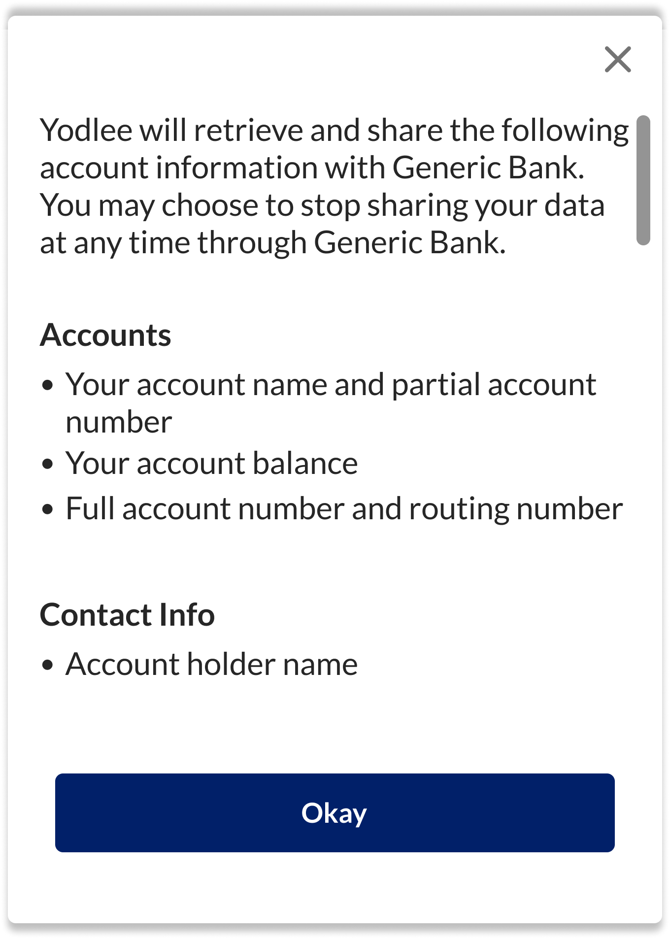 Verification product - Consent screen US OB - Learn More view