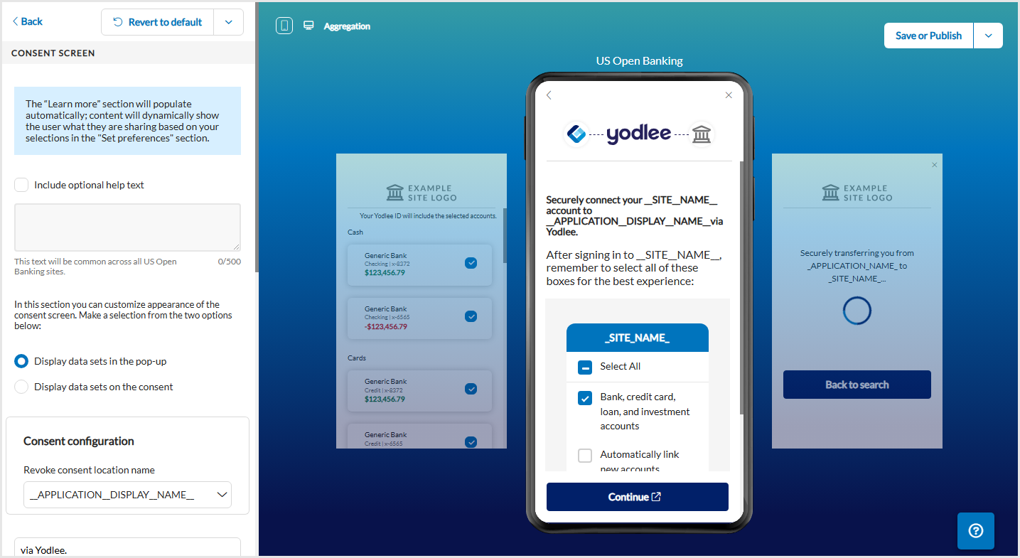 Configuration Tool - Consent screen configuration