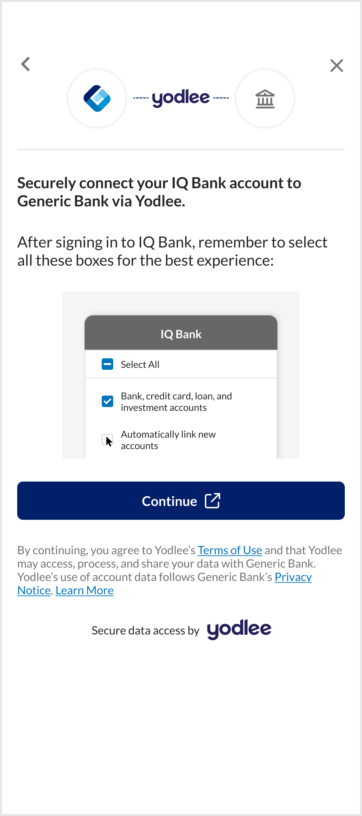 Aggregation product - Consent screen US OB