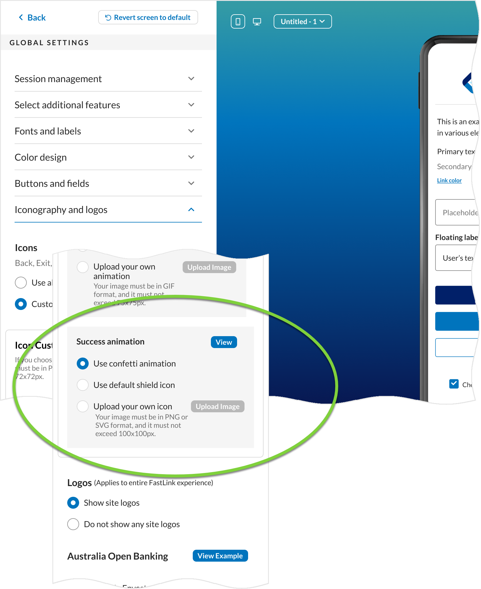 Configuration Tool - Global Settings -> Success Animation.