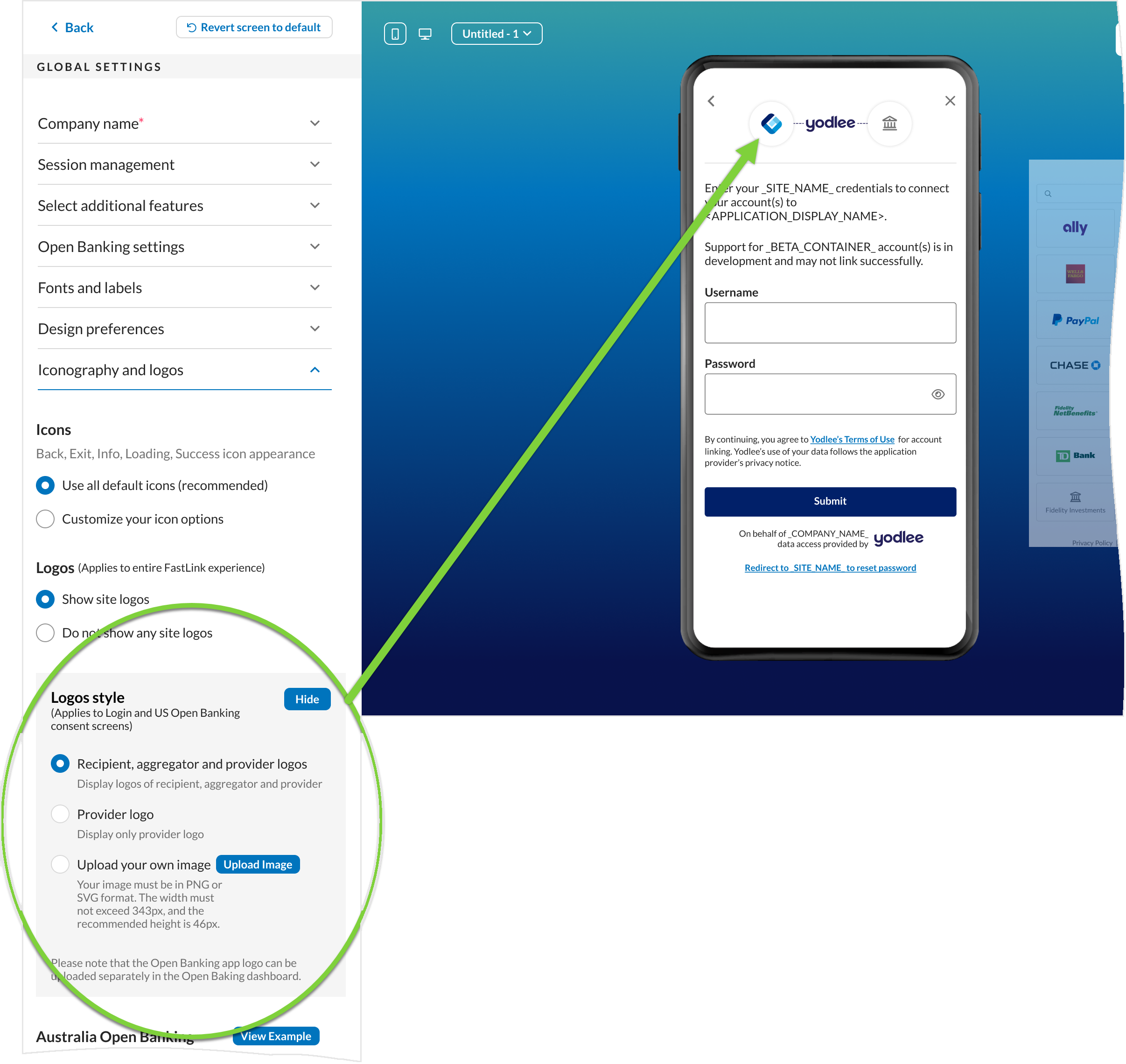 Configuration Tool - Global Settings -> Logos style.